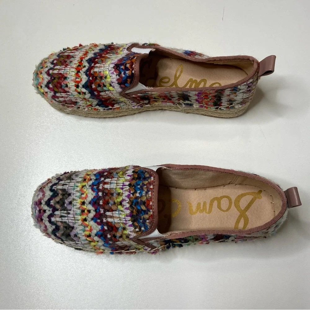 New Sam Edelman Carrin Platform Espadrilles Flats in Bright Multi Sz 10